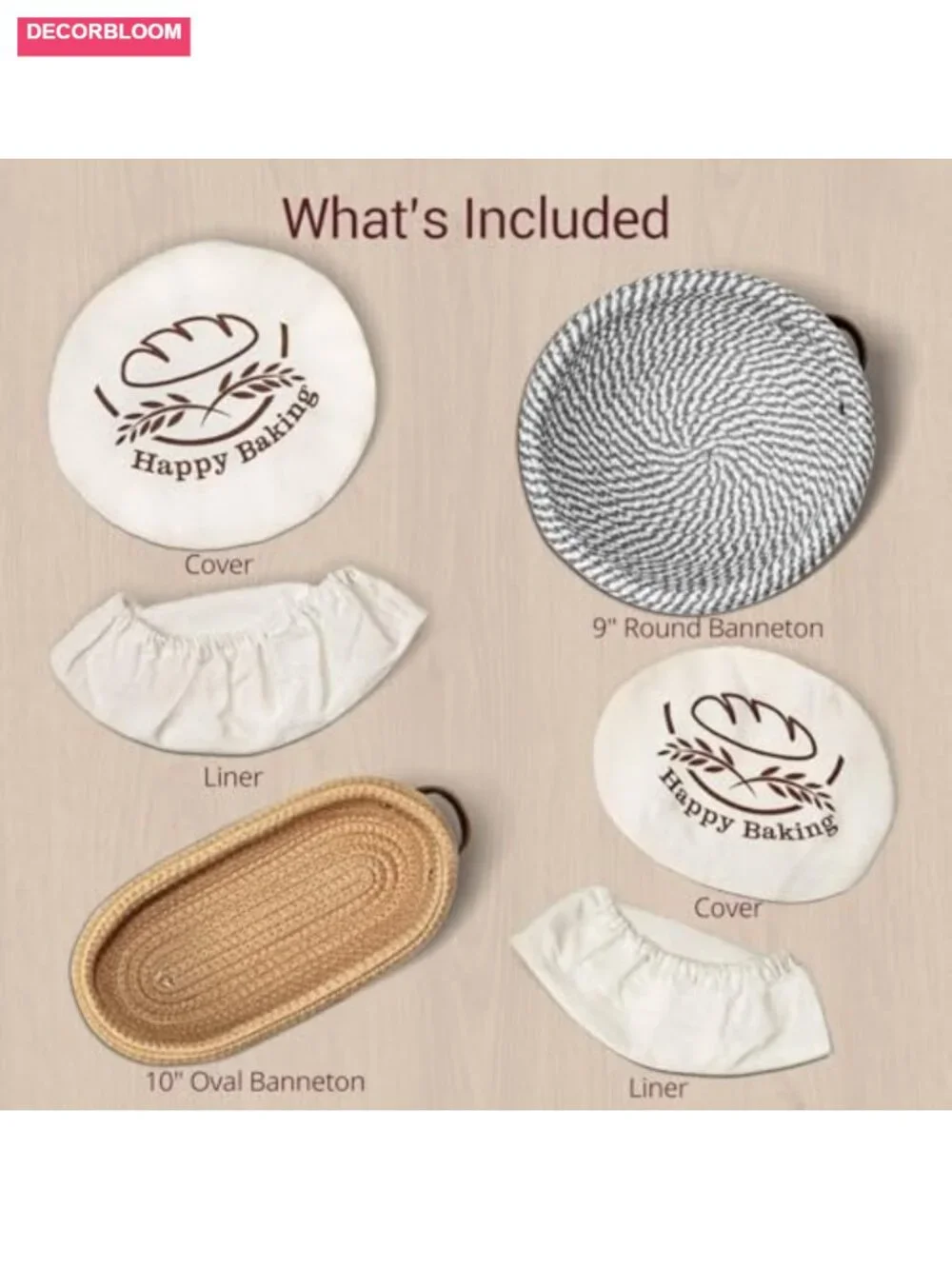 Banneton Bread Proofing Basket Set - 9